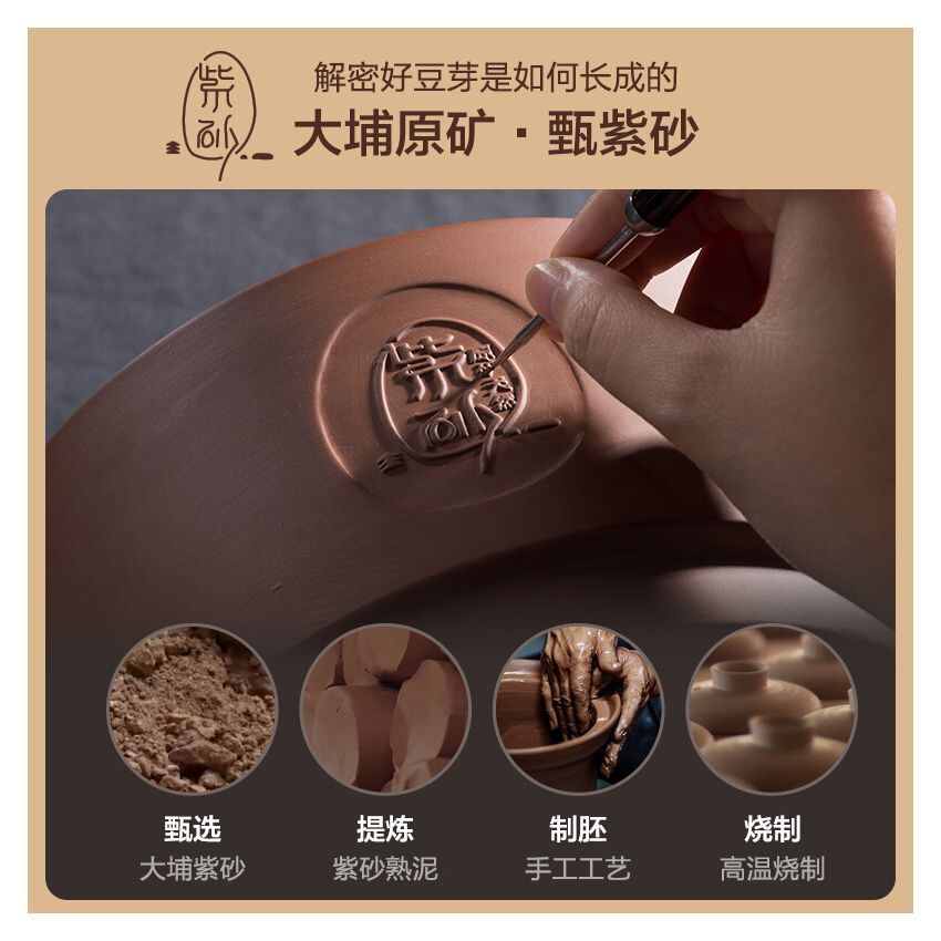 Bear小熊 家用全自动豆芽机 DYJ-B01C1 紫砂陶瓷罐 断电记忆