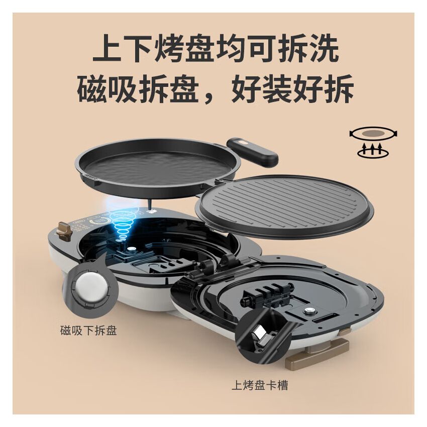 利仁(Liven)电饼铛 上下盘可拆洗可定时煎烤机 加深烙饼锅煎饼锅烤肉锅三明治早餐机