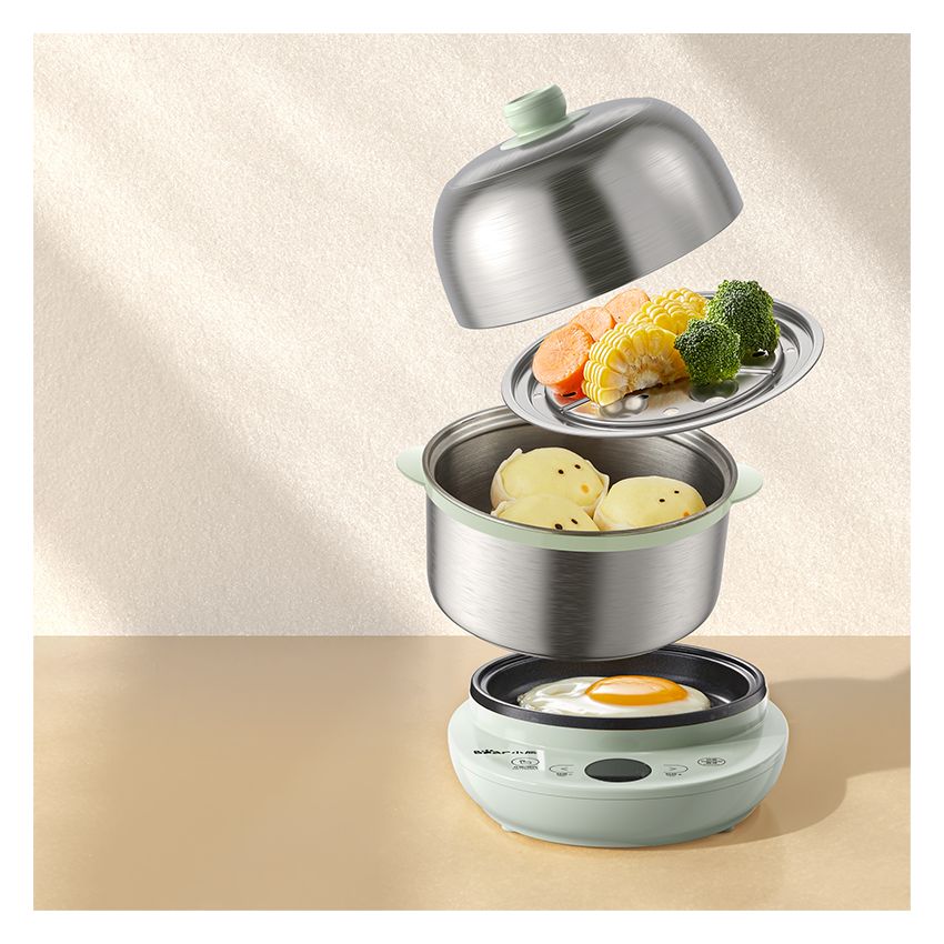 小熊Bear 双层小蒸锅早餐机煮蛋器 9.5小时定时预约多功能早餐神器